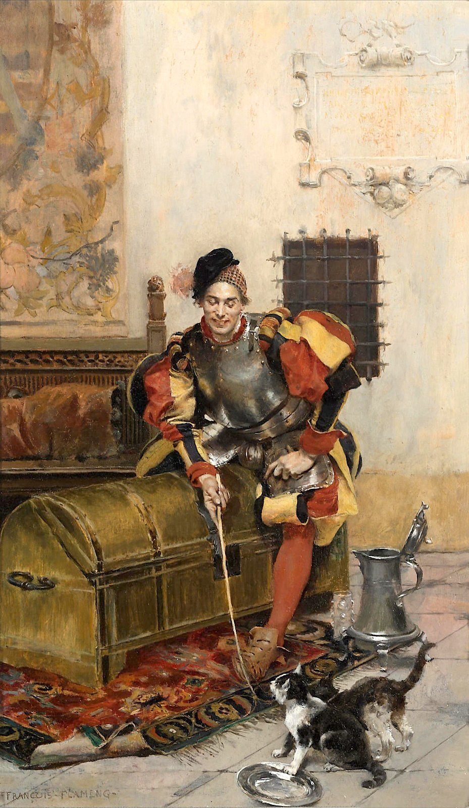 podsteklom:âÐÐ³ÑÐ°ÑÑÐ¸Ð¸Ì ÐºÐ°Ð²Ð°Ð»ÐµÑ (The playful cavalier). Ð¤ÑÐ°Ð½ÑÑÐ° Ð¤Ð»Ð°Ð¼ÐµÐ½Ð³ (FrancÌ§ois Flameng), (1856-1923)â