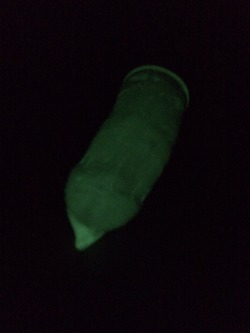 pitsanddicks:  Can you guess what this isâ€¦.. It is my cock.. In a Glow in the dark condom :) 