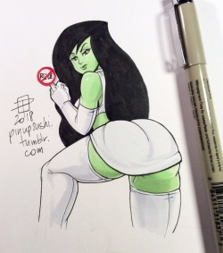 callmepo: Bonita en Blanco with Shego… virginal edition.  The blog where the not-so-virginal version of Shego is in the image. Inspired by @piyotycho and this little piece. KO-FI / TWITTER  ;9
