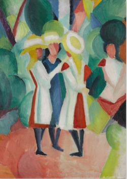 lawrenceleemagnuson:  August Macke (1887-1914)Three in Yellow Hats (1913)oil on canvas 104 x 87.5Gemeentemuseum, Netherlands 