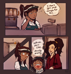 barista au comic i forgot about a long time ago that I told myself to finally finish b/c i rarely do comics and i’m korrasami trash inspired by madtrout’s fic | high res dl on patreon