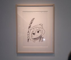 Special “Hokkaido” style sketch of chibi Mikasa (Isayama Hajime’s signature) in a winter hat, drawn by Isayama for the WALL SAPPORO exhibition!ETA: Added close-up!Sapporo is the capital of Hokkaido prefecture!  Exhibition Dates: April 5th to