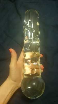ownedfucktoy:  Pretty toys look good in my tight little fuckhole. Cold glass is so unforgiving, it slides in and stretches me out instantly, perfect way to get my fuckhole ready for Master’s thick cock! Thank you tumblr! 9000 followers already! You