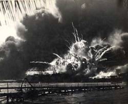 firepowerforpeace:  Dec. 7 1941 “A day that will live in infamy”  The first wave arrived over Pearl Harbor at approximately 7:45 a.m. to find seven U.S. battleships moored along “Battleship Row”, on the east side of Ford Island. Another battleship