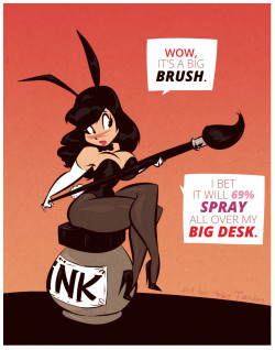 hugotendaz:   Inktober2017 - 01 - Bunny Girl - Big Brush - Cartoony PinUp   69% is still a good percentage. But if you have shaky hands, than you will 100% spray all over the desk :)   Newgrounds Twitter DeviantArt  Youtube Picarto Twitch    