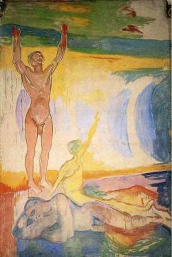 expressionism-art:  Awakening Men via Edvard MunchSize: 455x305 cmMedium: oil on canvas