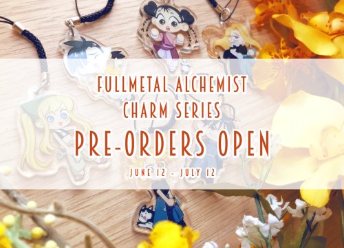chocodi:⭐️FMA CHARACTER CHARM PRE-ORDERS OPEN⭐️They’re finally back!! My huge series of Fullmetal Alchemist charms have returned with a few new alternate designs~! ✨Pre-orders will be open from Jun12-Jul12 and orders will ship out in Aug-Sept.
