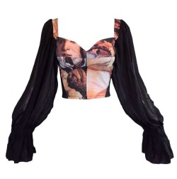 yslgirl:1993 Dolce &amp; Gabbana Goddess Venus Corset Bustier Silk L/S Blouse Top Ŭ,500