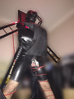 atmydisposal:  Total rubber enclosure, bondage and electro.  Follow me on atmydisposal.tumblr.com or as atmydisposal on recon, grindr or FetLife. 