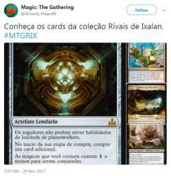 mtg-realm: Magic: the Gathering - Rivals of Ixalan Brazil Not certain how this mis-step happened, but it appears like we have two new Rivals of Ixalan cards spoiled from the WotC Brazil social coordinator on Twitter.  Here are the UNOFFICIAL translations