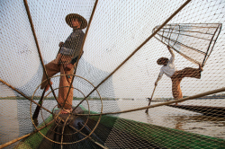 upturning:  Fisherman - Inle Lake, Myanmar by Maciej Dakowicz