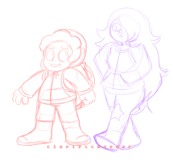 cluelesswonder:  geez i’ve been so busy with school and stuff that I haven’t been able to draw on my tablet….. have a steven and amethyst doodle ^u^ 