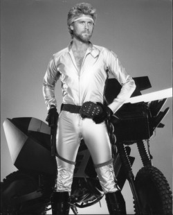 Barry Bostwick as Commander Ace hunter in the movie MegaForce, 1982. 