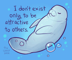 thelatestkate:Body positive manatee friend for your Saturday ♥  °˖✧*•  Shop, Patreon, Book, Mailing List *•. ✧˖°`   
