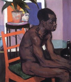 dollarstorelube:  Francis Campbell Boileau Cadell (Scottland, 1883-1937) - Male nude on chair.   