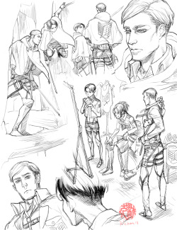 ricken-art:  Some sketches: [SnK] Erwin, Levi and Hanji. - June 12, 2013  Riccccckeennnn♥♥♥♥♥♥