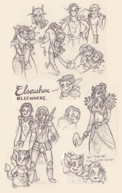 erwtenpeller:  Various scanned sketches.   My contribution to today&rsquo;s sketch-sunday!Mostly sketches of Delidah and her girlfriend Soriah. Delidah&rsquo;s boss Agathea is in there as well (the scary Worgen lady). Elsewhere is something I hope
