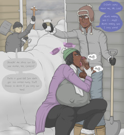 contingencyhf:  Like any good mother, Ashlea worries about her baby boy when he has to go out and shovel all that snow. And like any good mother, she makes sure to take care of him while he does it.