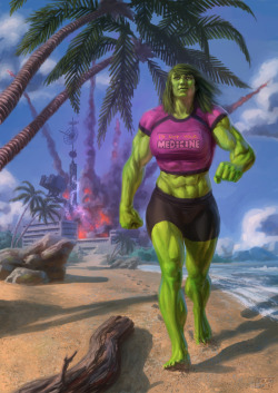 biram-ba-gallery: She-Hulk (Marvel Comics) fan art. I haven’t painted her in a while. dA | artstation | commissions 