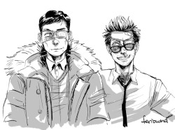 feriowind:  I was struck with a terrible need to draw Newt and Hermann with eyepatches, so I did it!! And I totally plan on drawing more of this too…. *w*;;; 