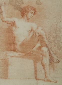 Vicente López Portaña (Spanish, 1772-1850), Male nude. Sanguine on paper, 50 x 37 cm.