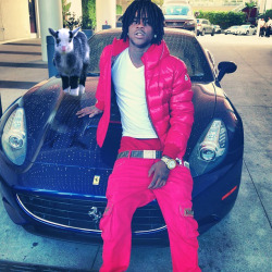rappersandanimals:  chief keef and his goat friend bout to go 3hunna mph in his rari