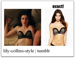 lily-collins-style:  The first trailer/teaser for Lily Collins’ new movie Love, Rosie (alongside fellow actor Sam Chaflin) just got released recently - check it out here! - - -  Bra: (exact!) Lily’s strapless lace bra can be purchased from either