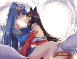 league-of-legends-sexy-girls:  Ahri Sona by MyLovelyDevil 
