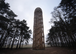 cjwho:  Timber observation tower shaped like “a cucumber” by Mjölk Architekti | via This 25-metre wooden lookout in the Czech Republic by Mjölk Architekti is named Cucumber Tower in an attempt to discourage association with phallic forms. Constructed