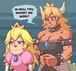 whistlefrog: Seen a lot of people complaining about artists drawing Bowsette as a skinny, pale, busty girl, which is dumb because 1. people can draw what they want, and 2. the power up turns the wearer into Peach, it’s not a genderswap thing. That being