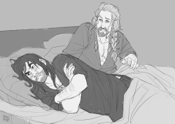hvit-ravn:  ‘kili? what the- what are you doing in my bed?!’ ‘nothing..’ ‘it’s because you had a nightmares again?’ ‘n-no!’ ‘it’s okay now. if you-‘ ‘i said-‘ ‘i know what you said. but i want to tell you that you can sleep