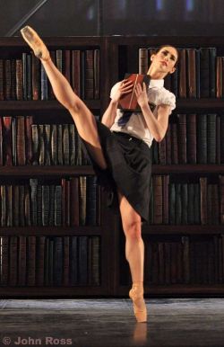 books0977:  Alison McWhinney with the secret book in Against Time. English National Ballet. Photograph by John Ross.  The street choreography was at the top of its game with tight, slick harmonies peppered by explosive acrobatic tricks. But the ballet