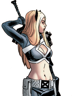 dailydamnation:  Illyana RasputinArtist: Victor Ibañez She’s magic. You can tell by the way she can draw that giant sword from that sheath on her back 
