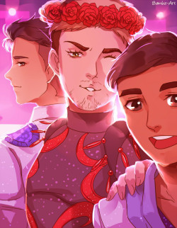 bambz-art: Yuri!!! On Ice - Otabek, Chris, and Phichit &lt;3 Appreciation post for these three who deserved so much better! Commissions Me Please? :3 