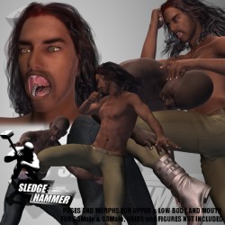Now available are Sledgehammer’s mouth morph set! Extreme mouth morphs for G2Male &amp; G3Male, plus bumping lower and upper body morphs. Bonus fighting poses included. For Daz Studio 4.8  and is 30% off until 11/2/2016! ItWontFit For G2M &amp; G3M