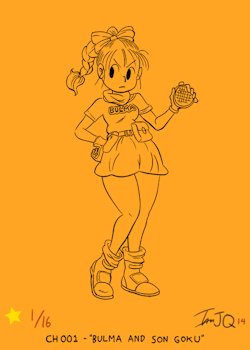 ianjq:  Iâ€™m gonna brush-ink every Bulma outfit from Dragonball Volumes 1 - 194(yâ€™knowâ€¦ before Z)! Iâ€™m gonna post one a day leading up to the DRAGONBALL 30TH ANNIVERSARY Art Show! I donâ€™t usually take part in art shows and such but Toriyamaâ€™s