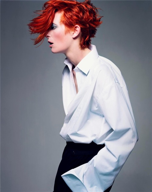 dansmonunivers:  Tilda Swinton like david Bowie by Craig Mcdean for Vogue italia  C’est super androgine ! 