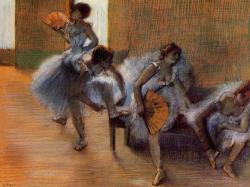 impressionism-art-blog: In the Dance Studio by Edgar Degas Medium: pastel