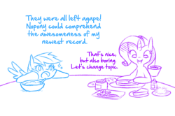 needs-more-butts:  eponmod:  the-smiling-pony:  raridashdoodles:  (http://imgur.com/ZXW9tNR)  Somehow, this feels pretty canon.  I had way too much fun reading this  What is this nonsense, I love it .XD   what is rarity on? XD
