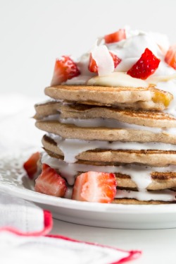 Veganfoody:  Easy Vegan And Gluten-Free Pancakes (Strawberry Shortcake W/ Whipped