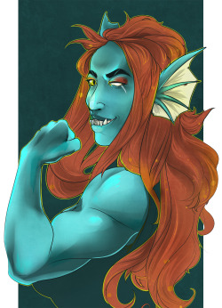 bylacey:  Had an urge to draw the fish wife with snaggle teeth and without an eye patch :&gt;   this is really cute and perfect omgggg