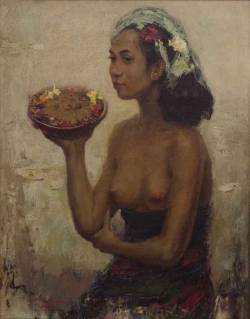 Balinese Woman with Offerings, by Lee Man Fong, via Christie’s. 