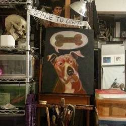 Woof. #art #artist #artistsontumblr #artistsoninstagram #petportrait  #dog #painting  (at City of Melrose)