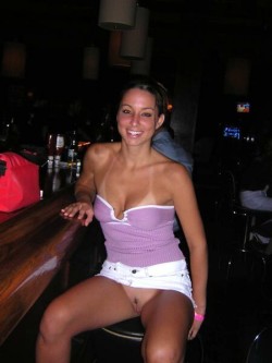 Peepys-Roadrunner:  Slut Hotwife At The Bar Flashing Her Shaved Cunt To Whoever Wants