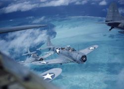 historicaltimes:  Douglas SBD Dauntless dive bombers over the Pacific during 1943