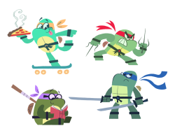 starrybitz:  Some mini Ninja Turtles! Just having fun with shape and colour. Raph is my favourite turtle but I do like them all! 
