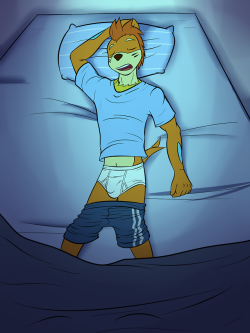 Anthro sleepin’ buizel, shorts pulled down