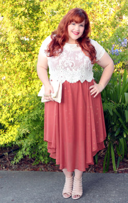 jerilinn:  My Go-To Wedding Guest Uniform  If I’m invited to your wedding this summer- this is what I’ll be wearing. Dress - forever 21+, Lace crop top - forever 21 size L (very stretchy), clutch- asos, wedged heels - Dollhouse, clip in extension-eBay