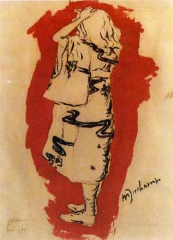 expressionism-art:  Yvonne (in kimono) by Marcel Duchamp Medium: pencil, ink, watercolor, paper