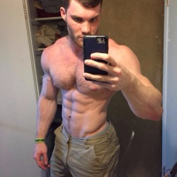 muscletits:  Mr. Hairy Chest has some pink sensitive nipples. Can he withstand the clamps?  Will that treasure trail bead with sweat before he gives? 